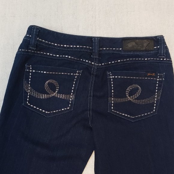 Bootcut Dark Wash Embroidered Jeweled Low Rise Womens Seven7 Jeans Size 27 - Picture 8 of 12